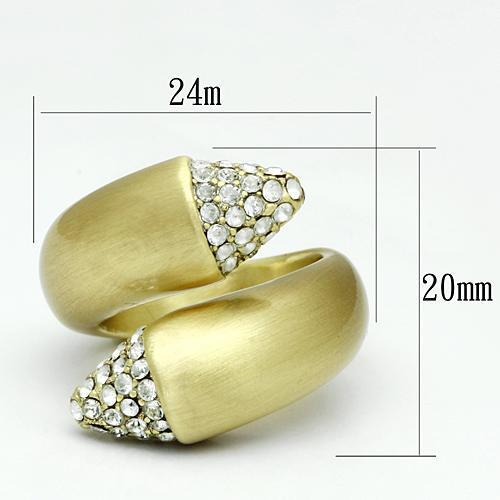 Gold & Brush Brass Ring with Top Grade Crystal  in Clear