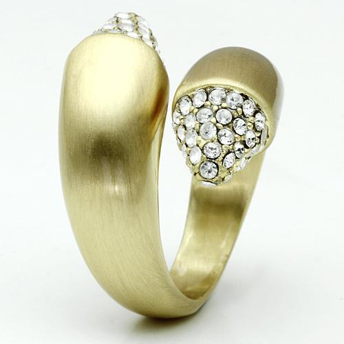 Gold & Brush Brass Ring with Top Grade Crystal  in Clear