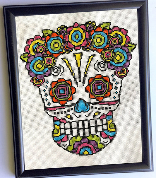 Floral Sugar Skull 8 x 10 Counted Cross Stitch DIY KIT Intermediate
