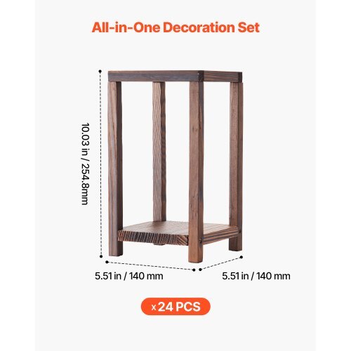 24 Pcs Wooden Wedding Lantern, Cedar Wood and Plastic Wooden Lantern Candle Holder, Rustic Decorative Home Centerpiece Ideal for Wedding Table Party Farmhouse Indoor Decor, Brown