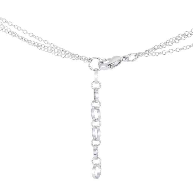 Carol 1.28ct CZ Rhodium Pave Disc Layered Station Necklace