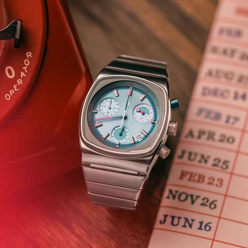 Men’s Sports Mechanical Watch - Silver/Red/Blue Steel Automatic