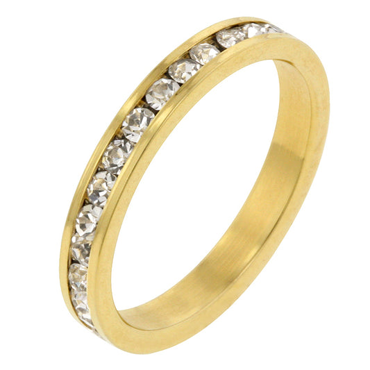 Stylish Stackables Clear Crystal Gold Ring