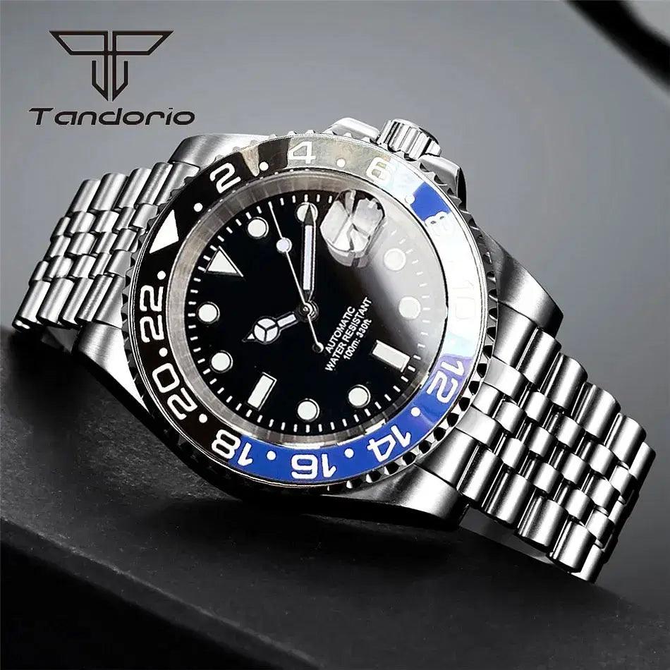 Color: WHITE - Tandorio NH35A Date Stainless Steel 40mm Dive Automatic Men Watch Sapphire Crystal Rotating Bezel Luminous Mechanical Wristwatch