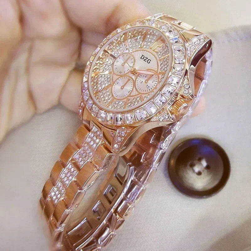 Color: Silver - Fashion Women Watch with Diamond Watch Ladies Top Luxury Brand Ladies Casual Women's Bracelet Crystal Watches Relogio Feminino
