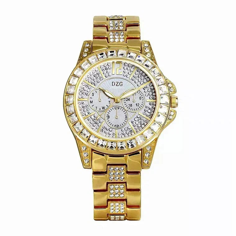 Color: Gold - Fashion Women Watch with Diamond Watch Ladies Top Luxury Brand Ladies Casual Women's Bracelet Crystal Watches Relogio Feminino