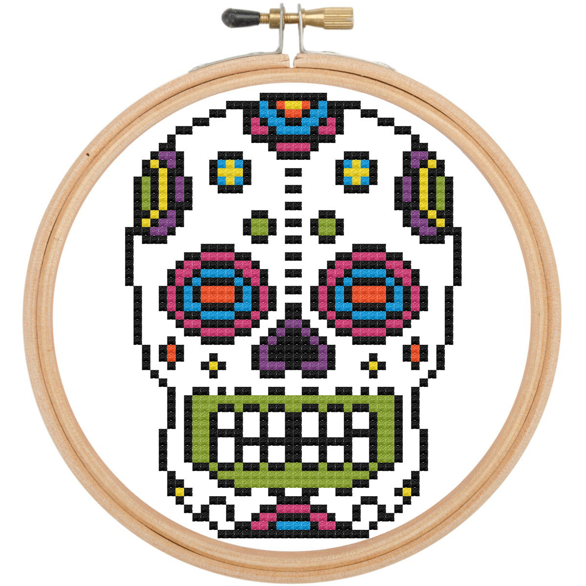 Bright Sugar Skull Counted Cross Stitch DIY KIT