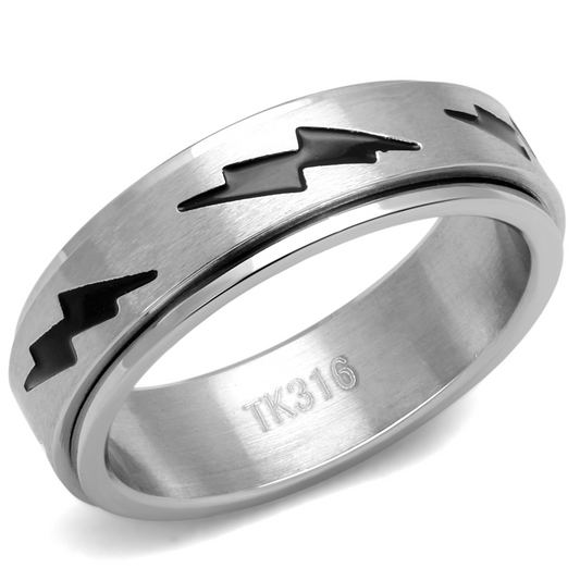 Jet Epoxy High Polished Stainless Steel Ring