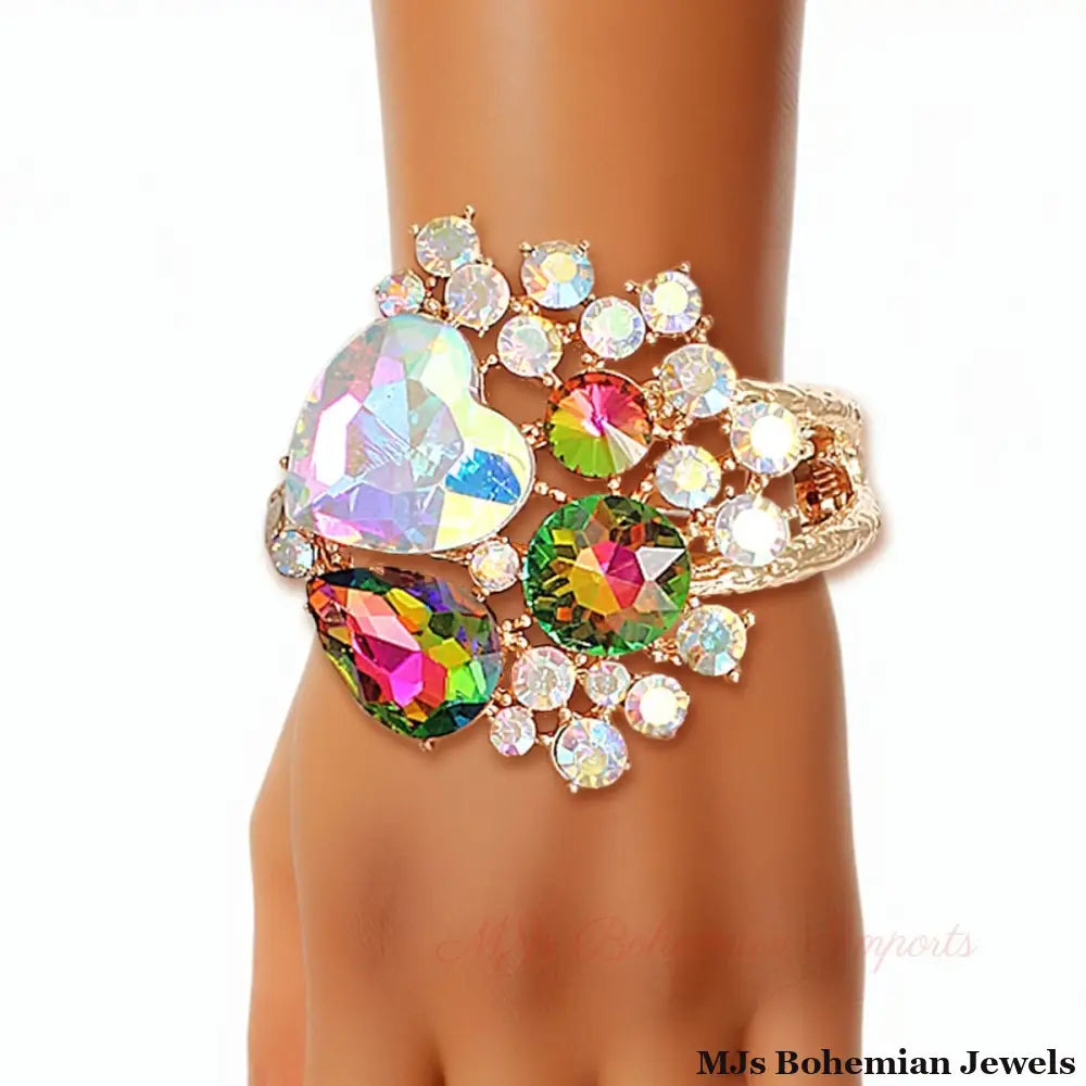 A Full Heart Aurora Borealis Crystal Cuff