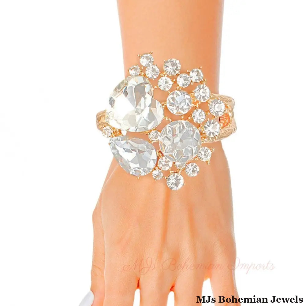 A Full Heart Crystal Gold Cuff