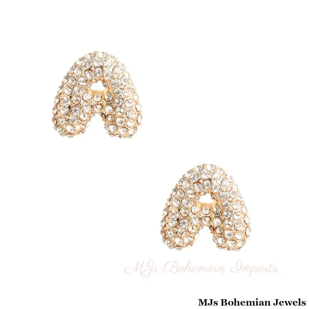 A Initial Rhinestone Studs