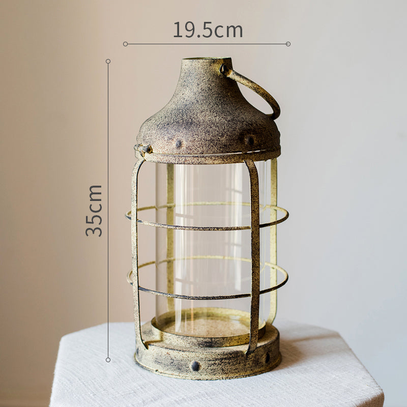 style: C - Retro Iron Candlestick Small Lantern Decorative Ornaments