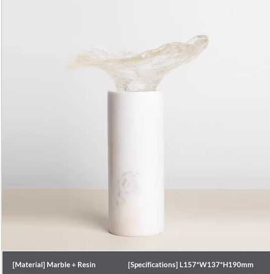 Color: White, Size: L - Modern Minimalist Black And White Geometric Marble Candle Holder Craft Ornament