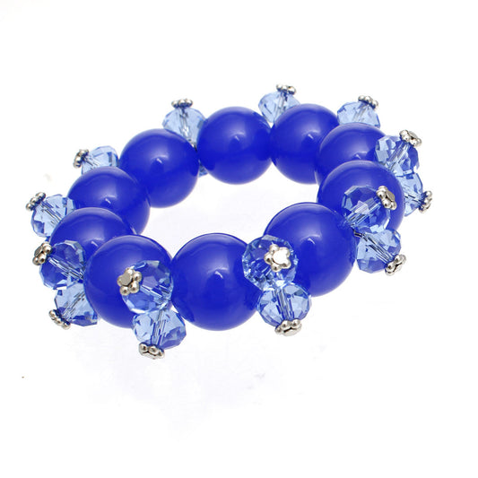 Beaded Royal Blue Ball and Faceted Bracelet