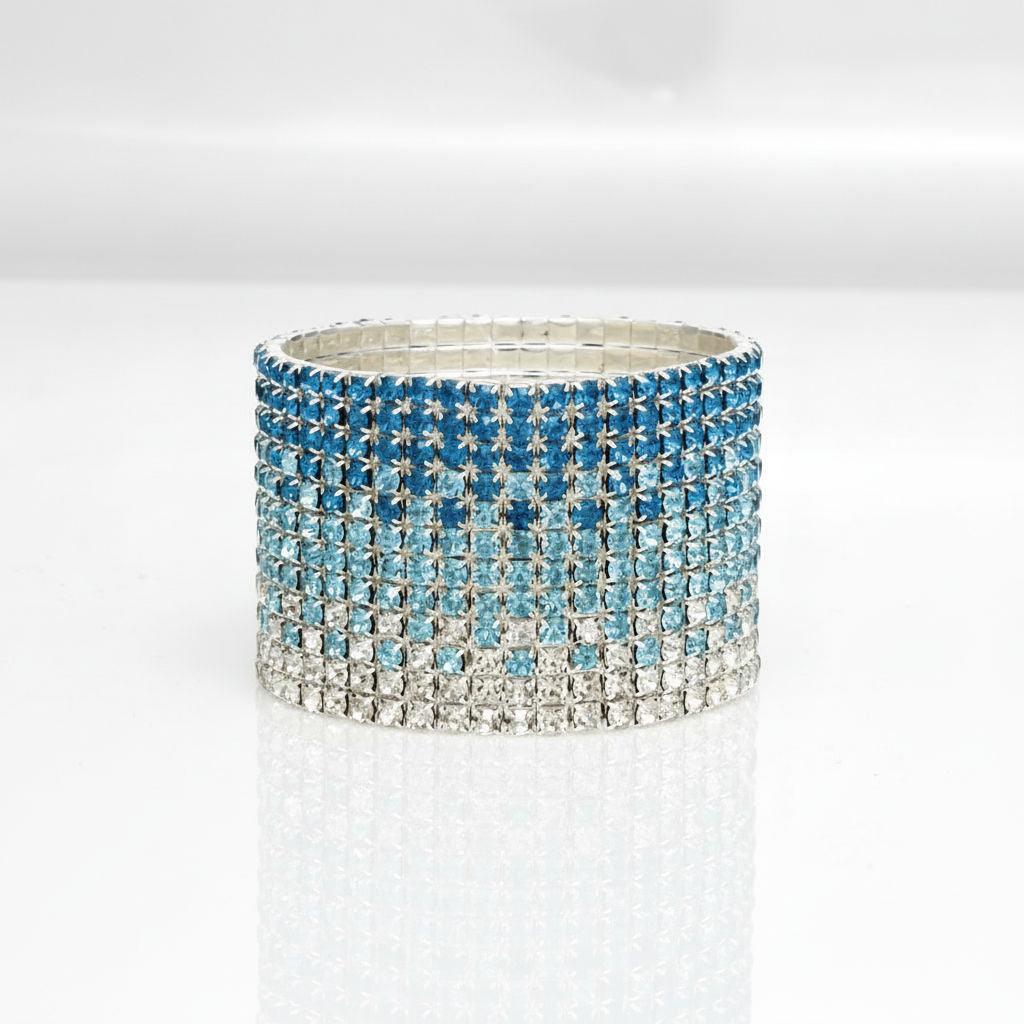 Bangle Blue Ombre Rhinestone 12 Row Bracelet