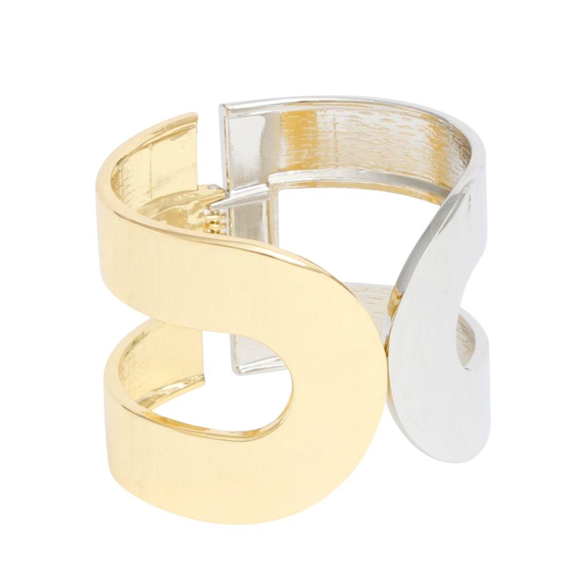 Cuff Mixed Metal Rounded Loop Hinge Bracelet