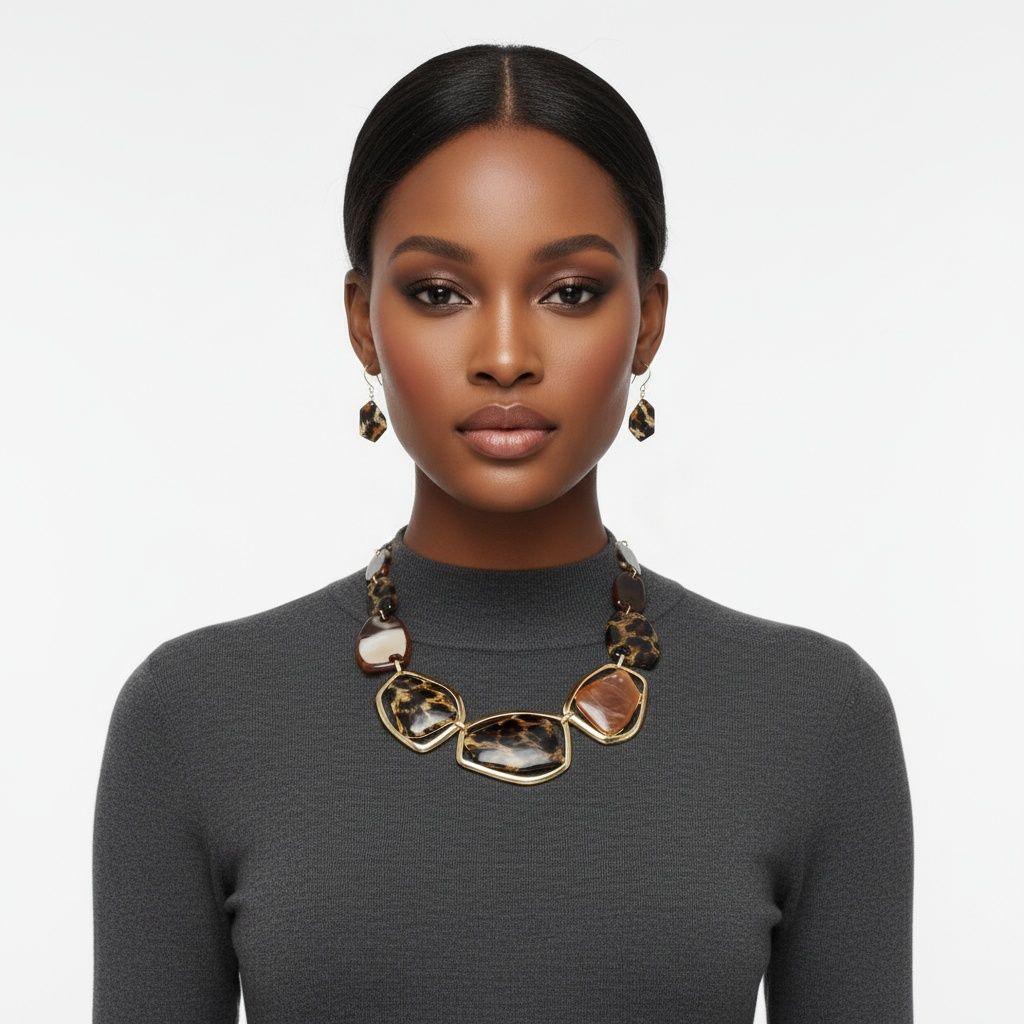Collar Wild Marbled Leopard Artful Necklace Women
