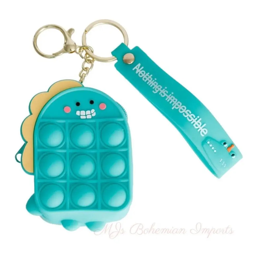 Aqua Dino Bubble Pop Keychain