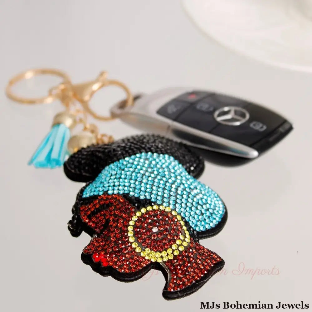 Aqua Turban Woman Keychain