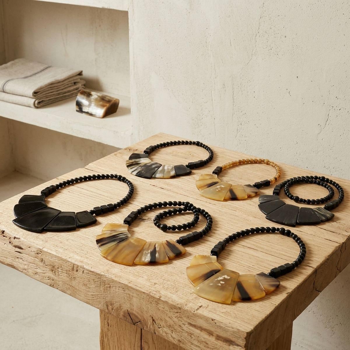 Handcrafted Real Water Buffalo Horn Bib Necklace