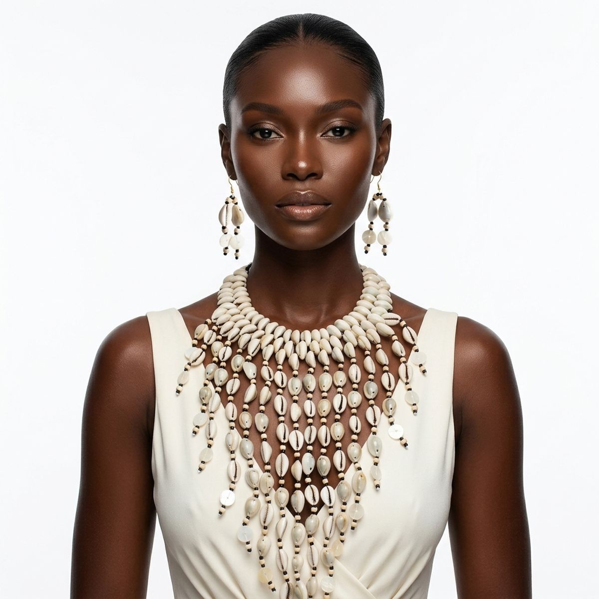 Handcrafted Cowrie Shell Large Bib Necklace
