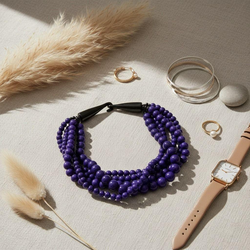 Blue Bead Buffalo Horn Hook Necklace