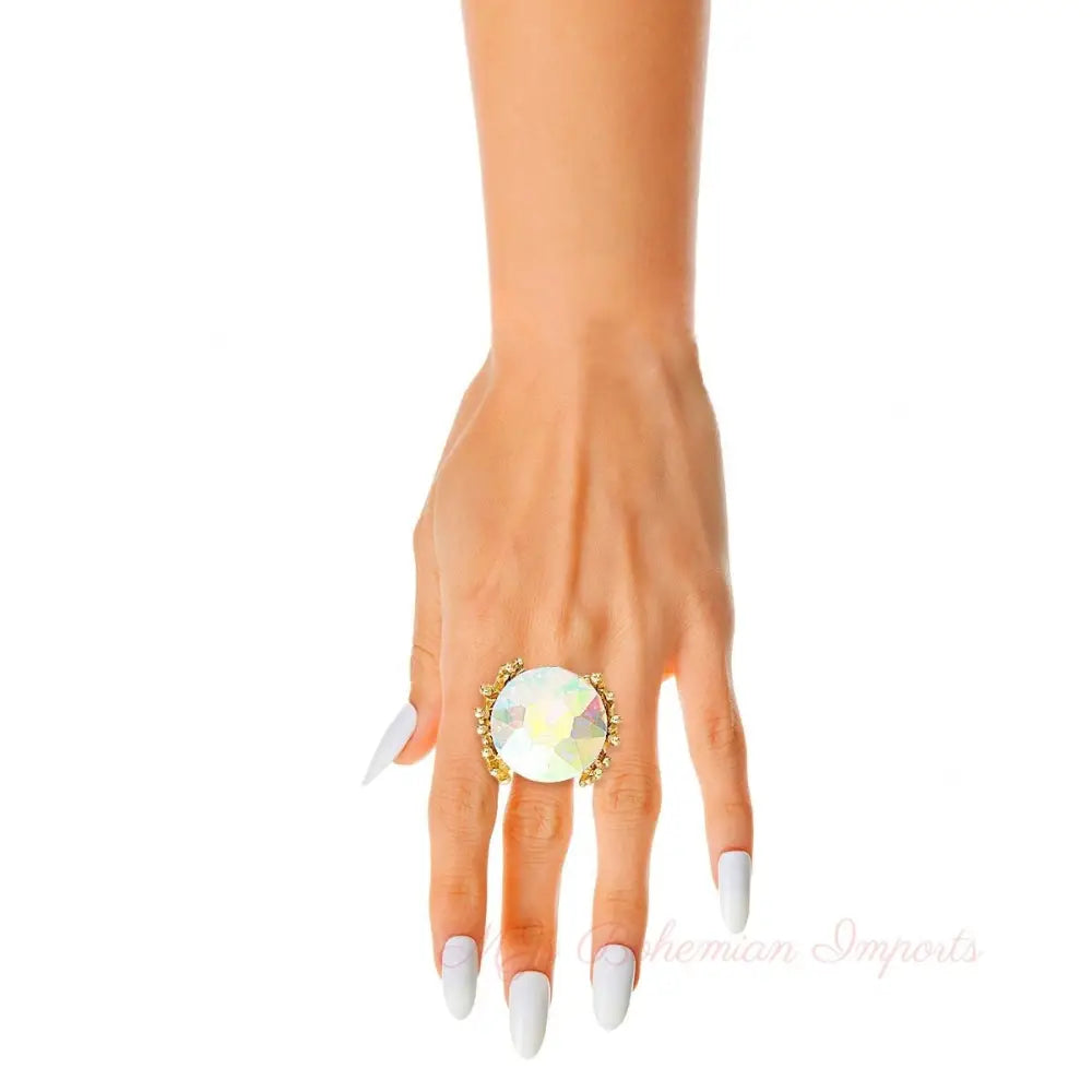 Aurora Borealis Crystal Branch Ring