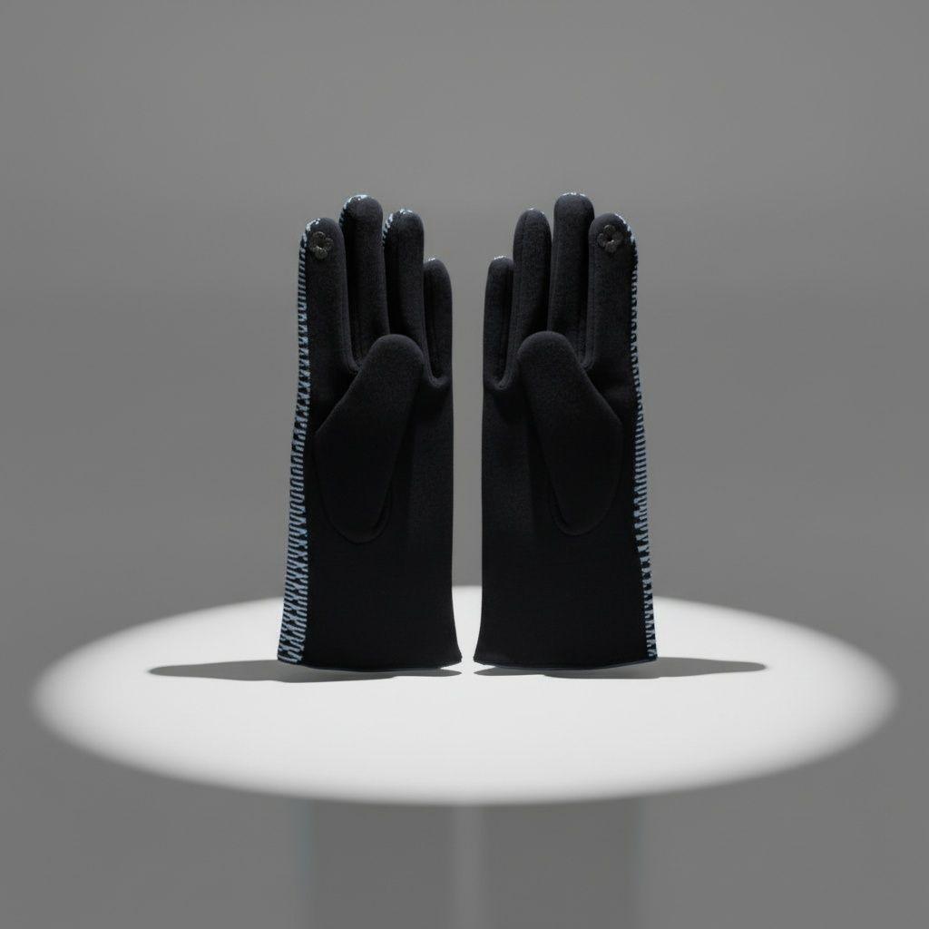 Blue Navy Cross Wavy Touchscreen Winter Gloves