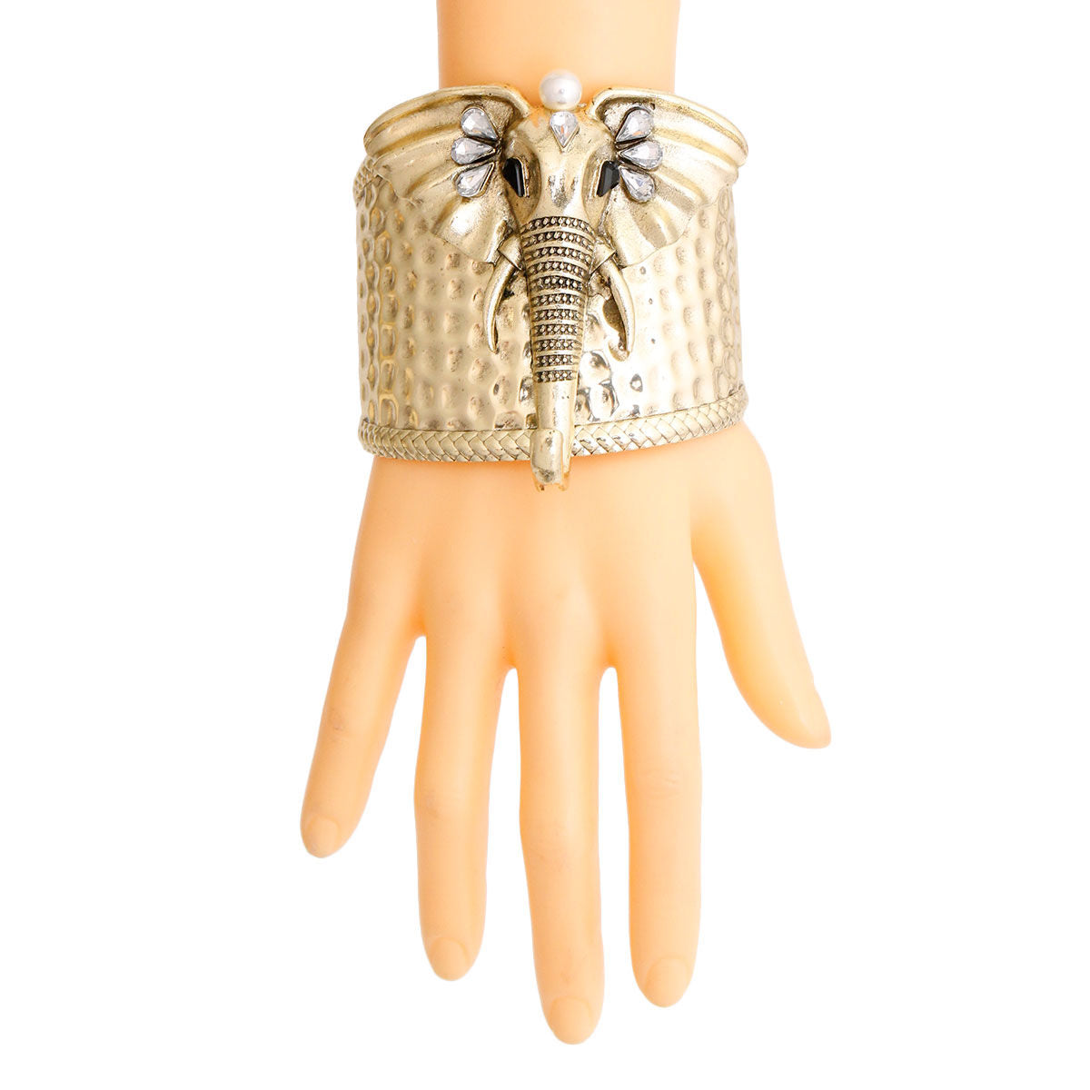 Cuff Burnished Gold Elephant Pearl Bracelet