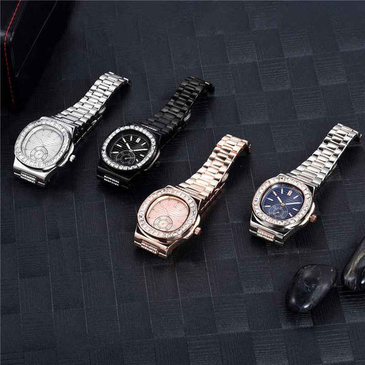 Men's Diamond Watches Fashion Alloy Band Gift Timepieces