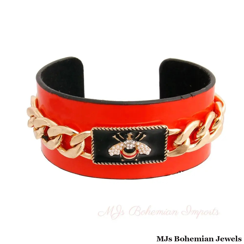 Bee-luxe Cuff: Red Bespoke Chain