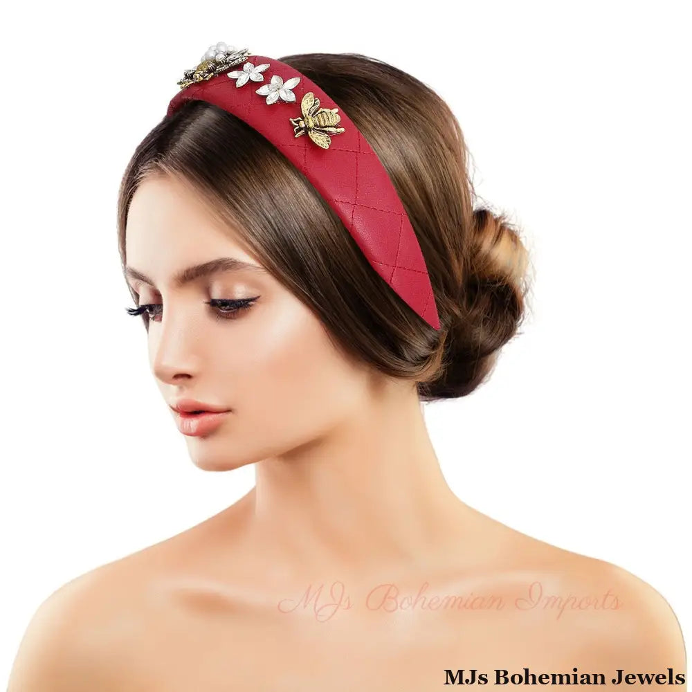 Bee-luxe Headband: Red Leather