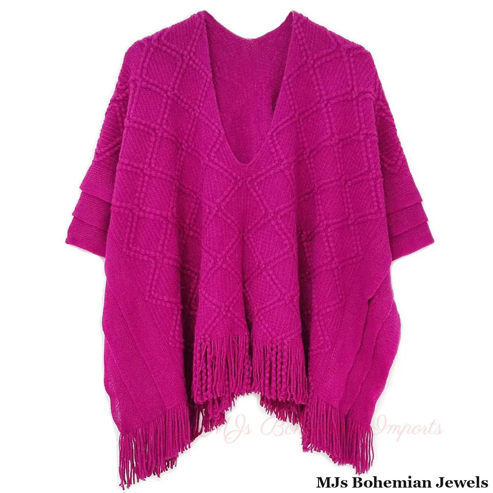Berry Purple Crochet Poncho