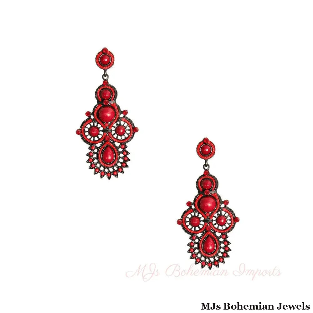 Black and Wine Soutache Earrings