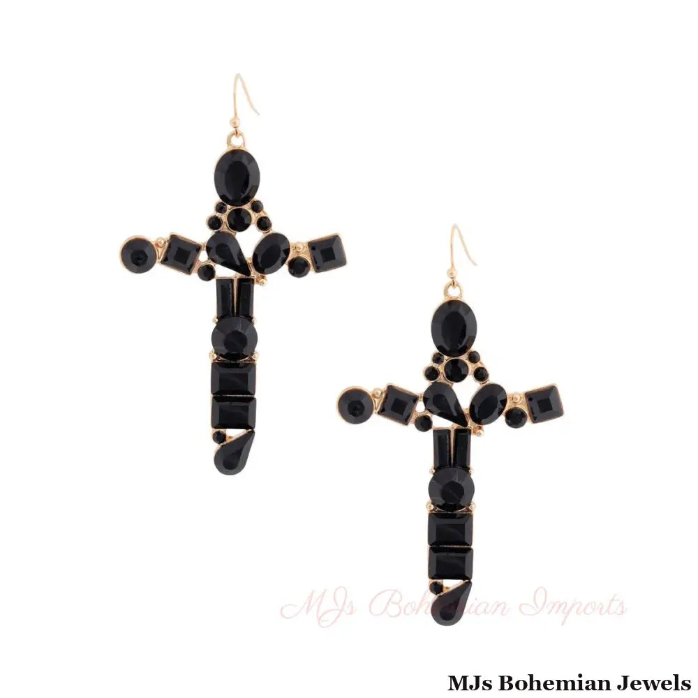 Black Celeb Cross Earrings