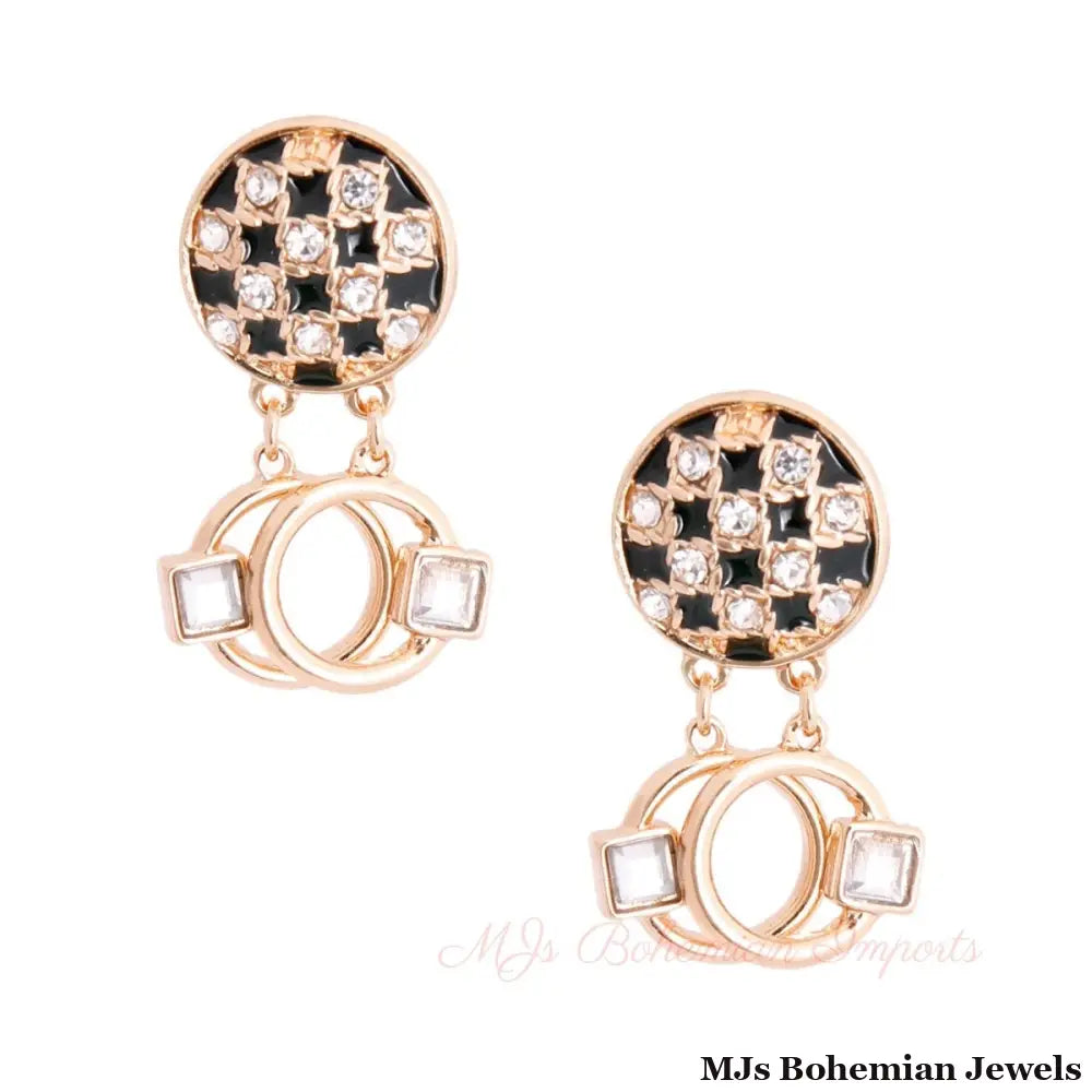 Black Checkerboard Studs
