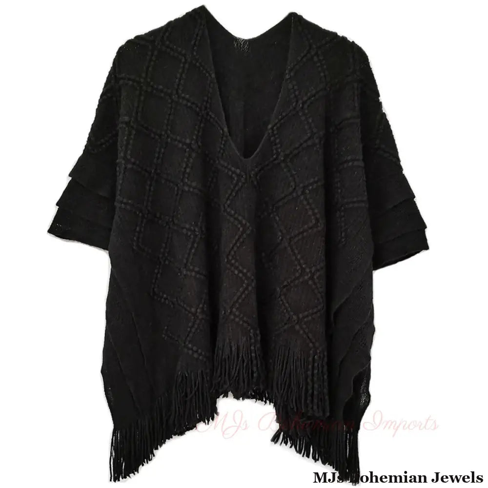 Black Crochet Poncho