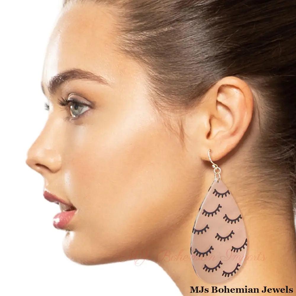 Black Eyelashes Teardrop Earrings
