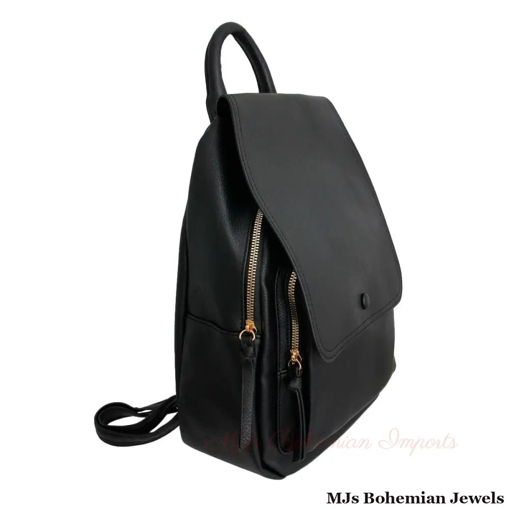 Black Flap Convertible Backpack Bag