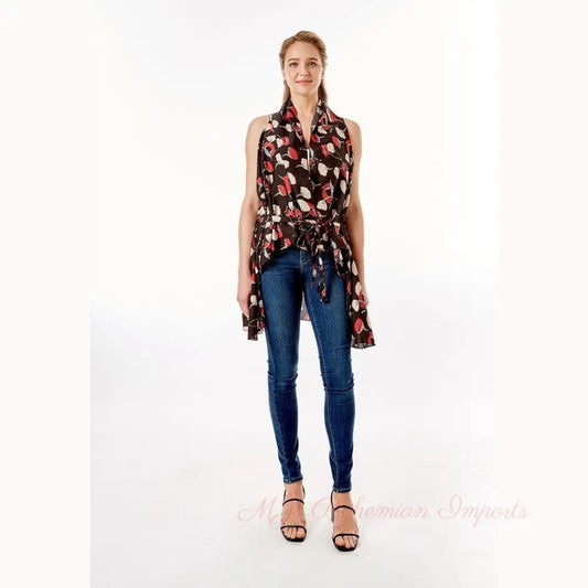 Black Floral Vest Cover Up