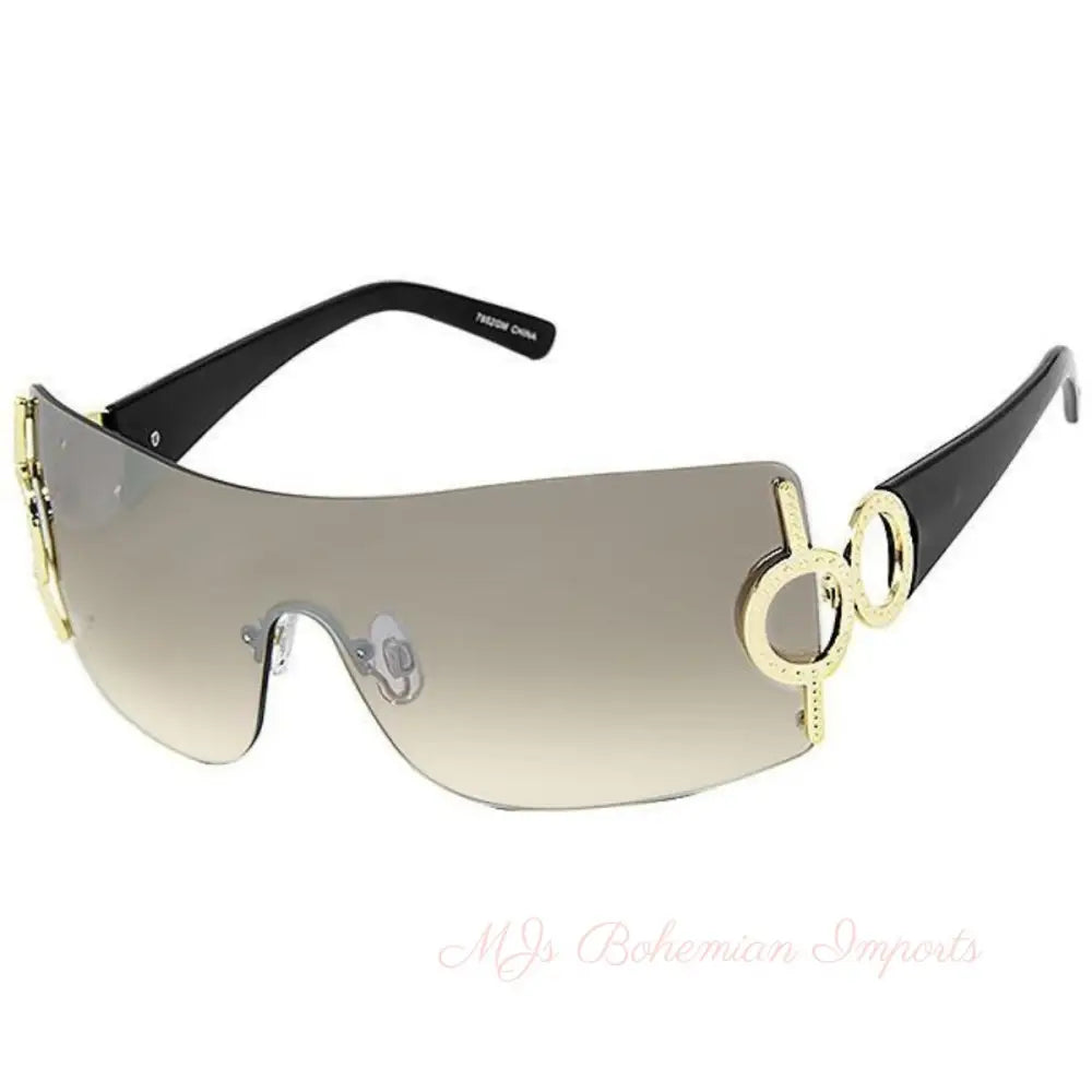 Black Gold Circle Sunglasses
