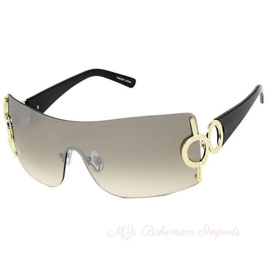 Black Gold Circle Sunglasses
