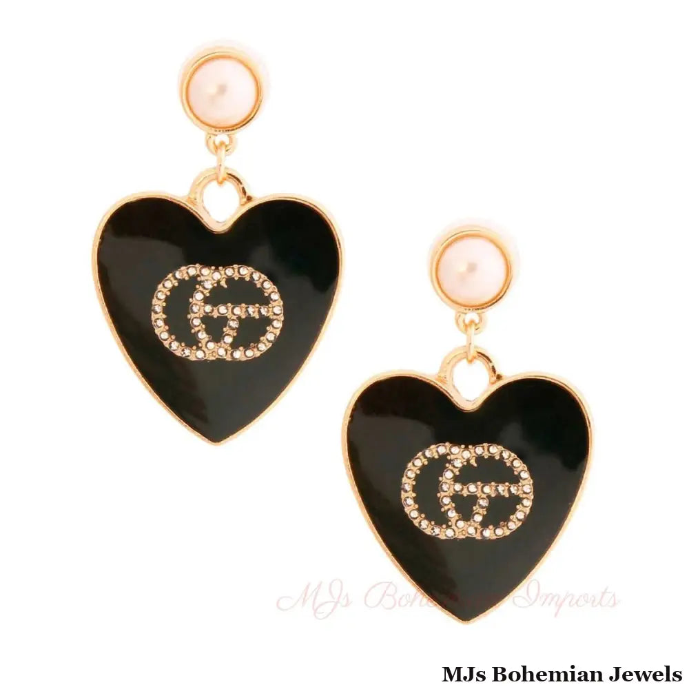 Black & Gold Hearts: Metal Earrings