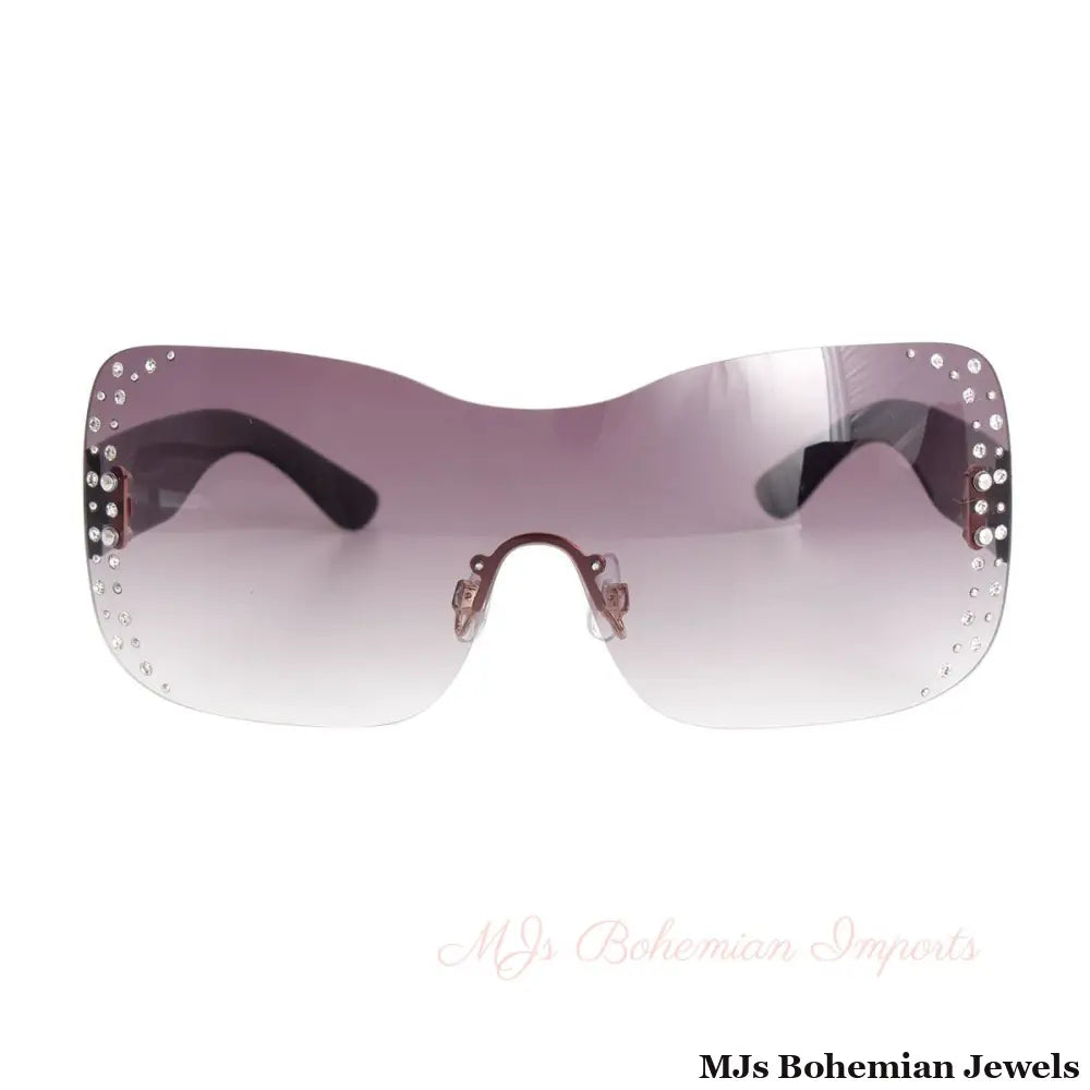 Black Gold Rimless Butterfly Sunglasses