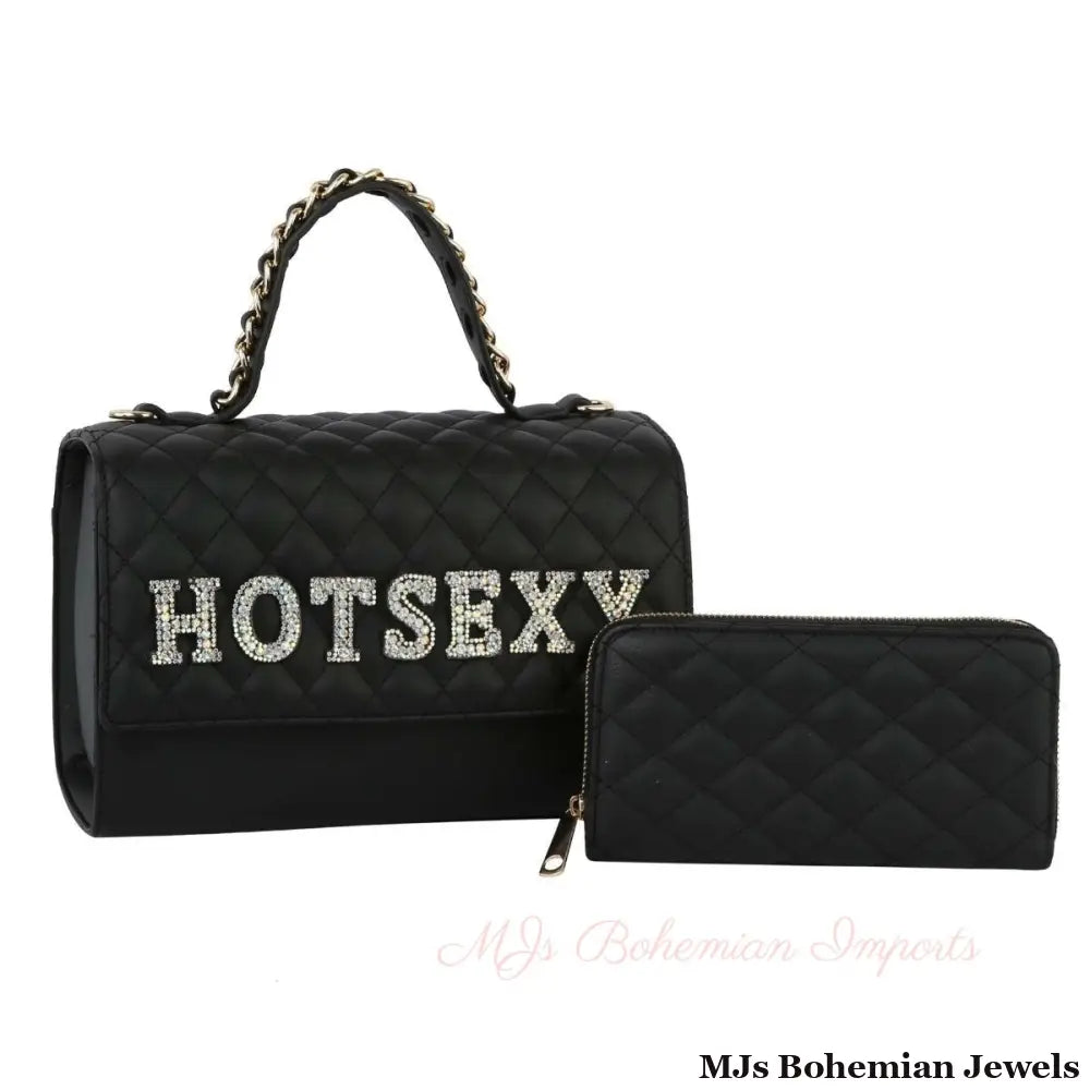 Black HOT SEXY Quilted Satchel Set