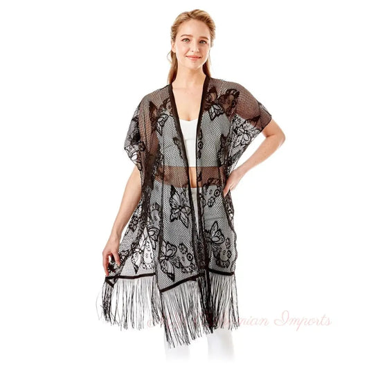 Black Lace Butterfly Beach Cover