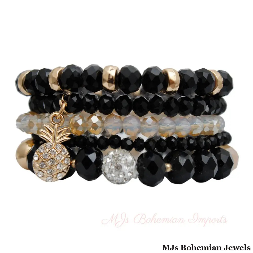 Black Pineapple Charm Bracelets