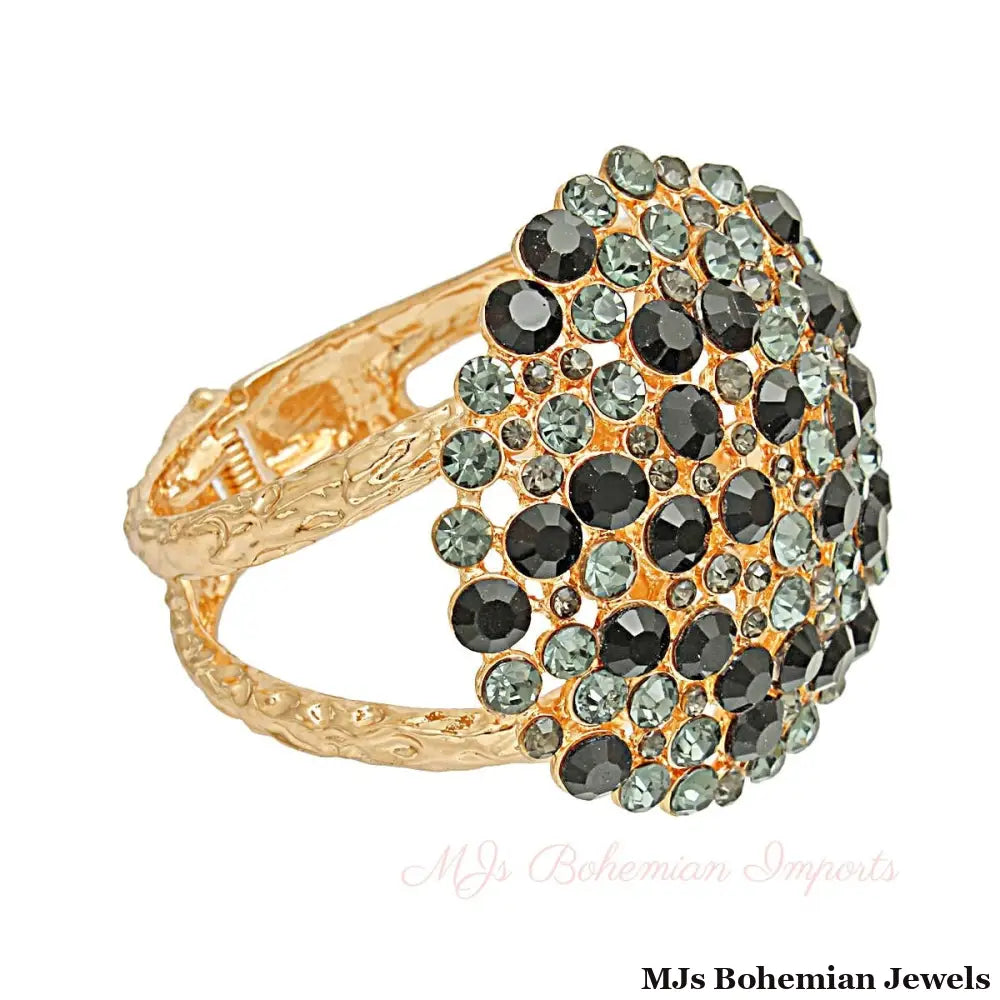 Black Rhinestone Dome Cluster Cuff