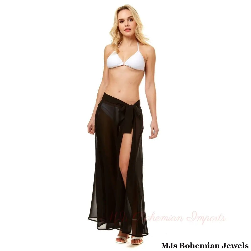 Black Sheer Beach Wrap Skirt