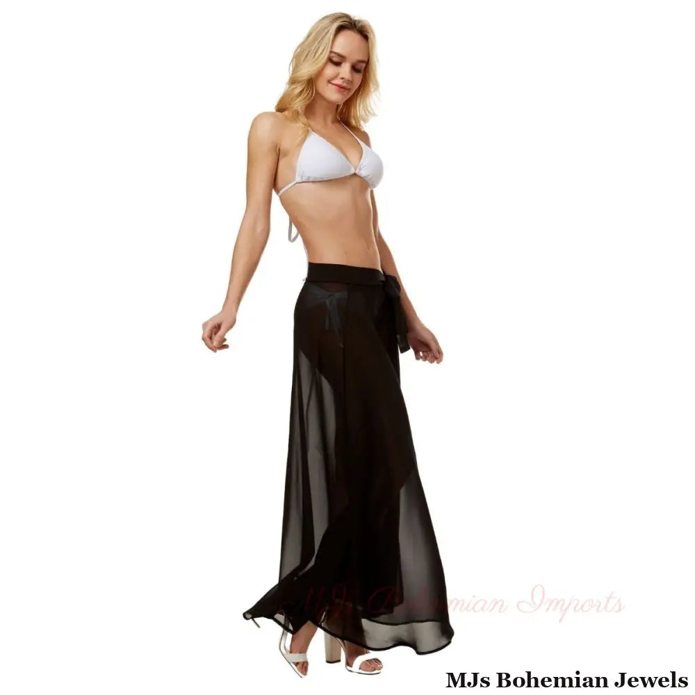 Black Sheer Beach Wrap Skirt